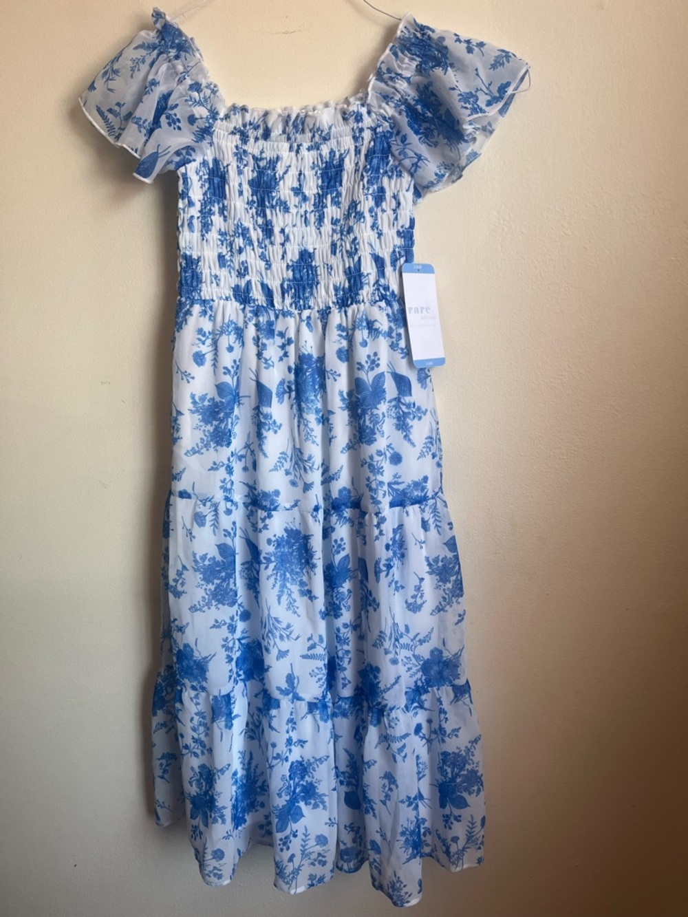 Rare Edition Smocked Blue Floral Maxi Dress for Girls - Modern Cottagecore